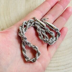 Monet Signed Necklace VTG Byzantine Rope chain silver Tone Metal Designer 15"